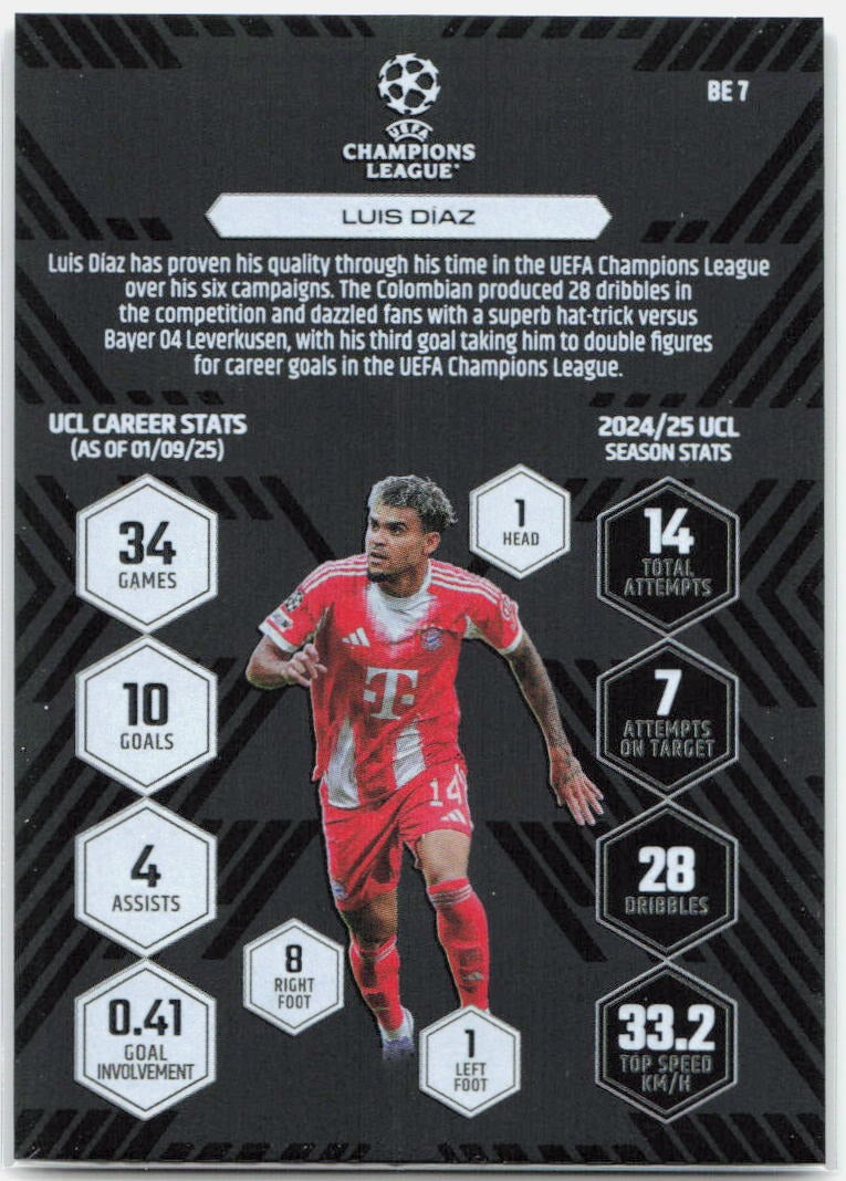 Topps Match Attax UEFA Club Competitions Extra #BE7 Luis Diaz (2025-26)