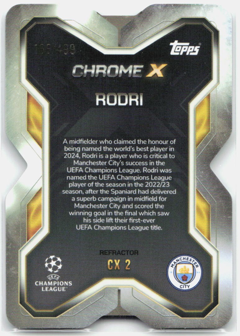 Topps Match Attax UEFA Club Competitions Extra #CX2 Rodri Chrome X (2025-26)