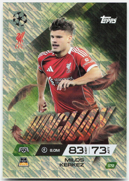 Topps Match Attax UEFA Club Competitions Extra #172 Milos Kerkez (2025-26)