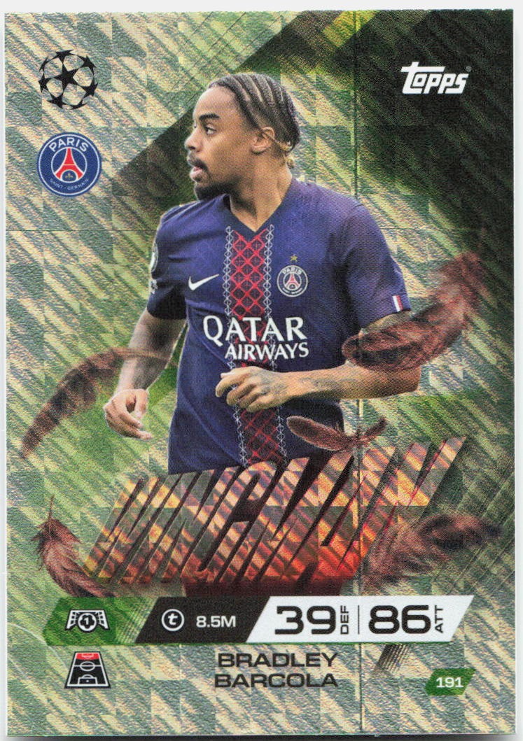 Topps Match Attax UEFA Club Competitions Extra #191 Bradley Barcola (2025-26)