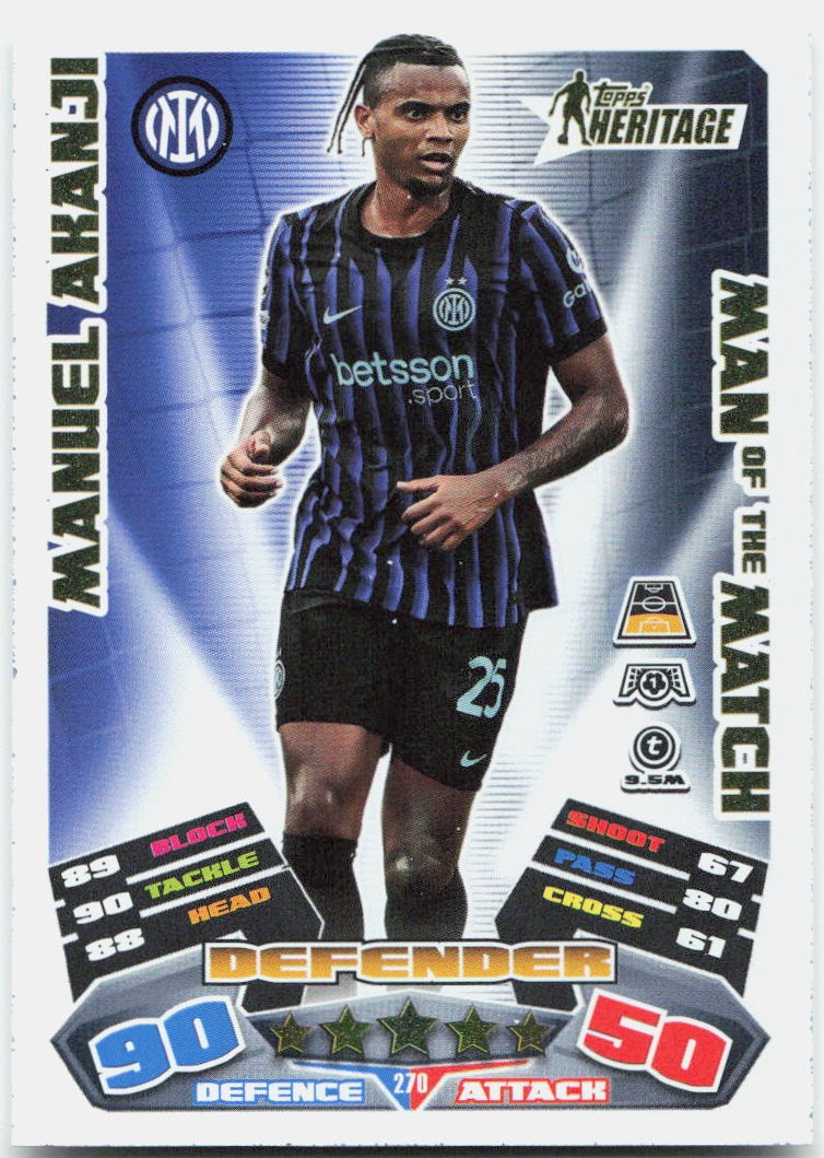 Topps Match Attax UEFA Club Competitions Extra #270 Manuel Akanji (2025-26)