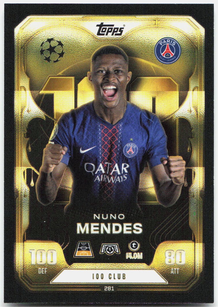 Topps Match Attax UEFA Club Competitions Extra #281 Nuno Mendes (2025-26)