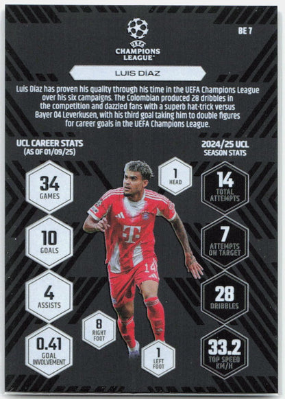 Topps Match Attax UEFA Club Competitions Extra #BE7 Luis Diaz (2025-26)