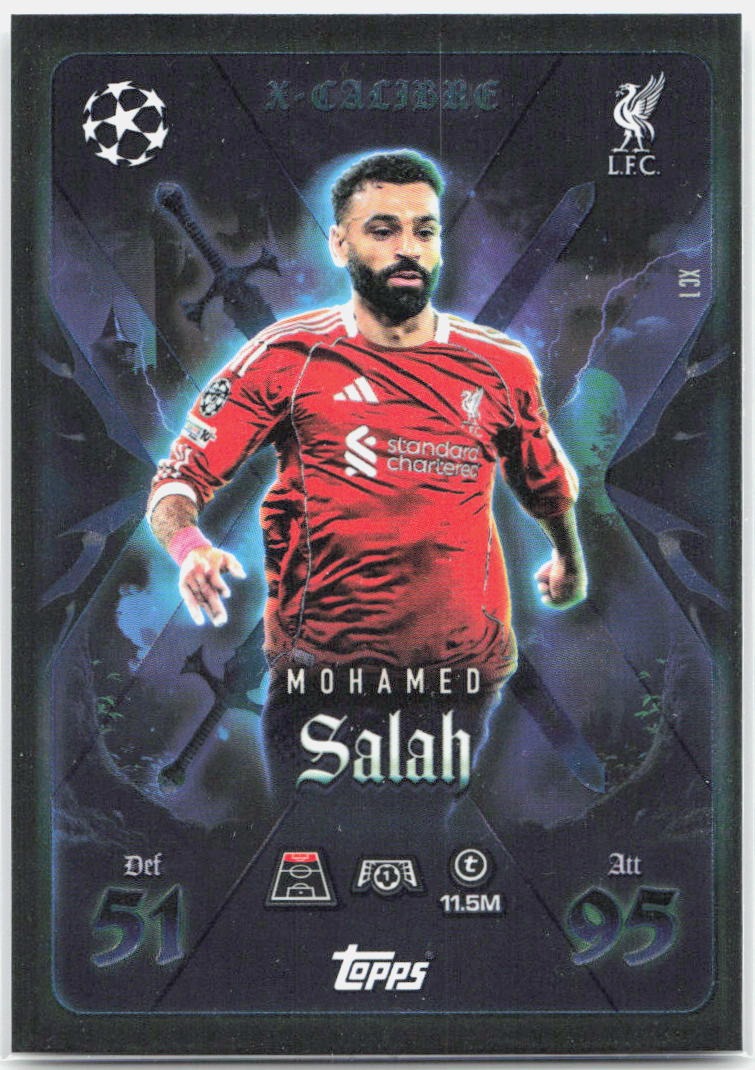 Topps Match Attax UEFA Club Competitions Extra #XC1 Mohamed Salah X-Calibre (2025-26)