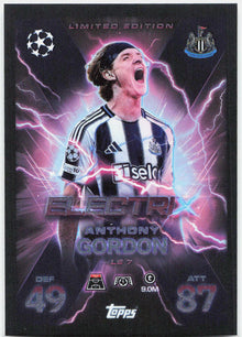 Anthony Gordon #LE7 - 2025-26 Topps Match Attax UEFA Club Competitions Extra Electrix Limited Edition