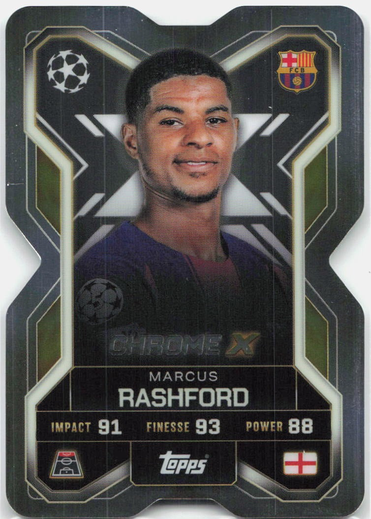Topps Match Attax UEFA Club Competitions Extra #CX4 Marcus Rashford Chrome X (2025-26)