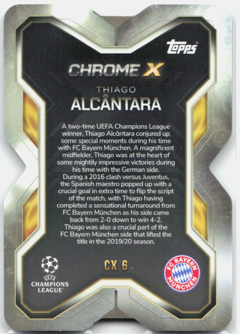 Topps Match Attax UEFA Club Competitions Extra #CX6 Thiago Alcantara Chrome X (2025-26)