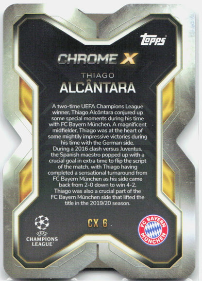 Topps Match Attax UEFA Club Competitions Extra #CX6 Thiago Alcantara Chrome X (2025-26)