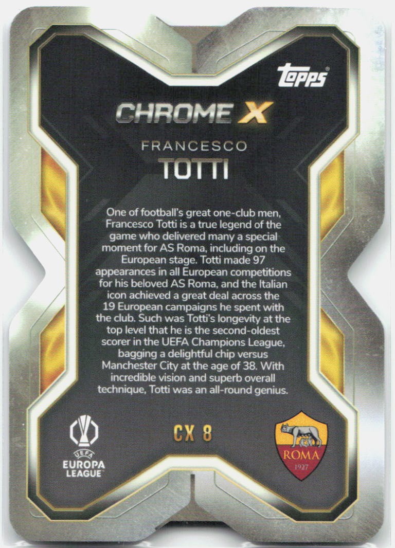 Topps Match Attax UEFA Club Competitions Extra #CX8 Francesco Totti Chrome X (2025-26)