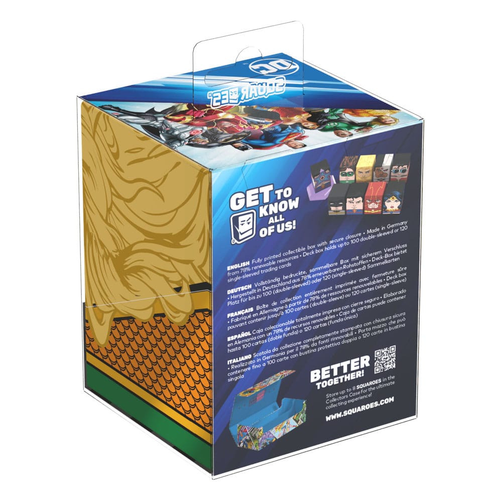 Die Aquaman™ Deck Box der Squaroe DC Justice League™ in der Produktverpackung mit der Produktbeschreibung