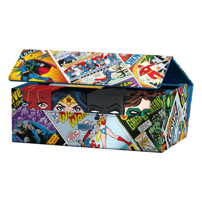 Das  DC Justice League™ Collectors Case im Vintage Comics Design von Squaroes mit den DC Justice League Deckboxen