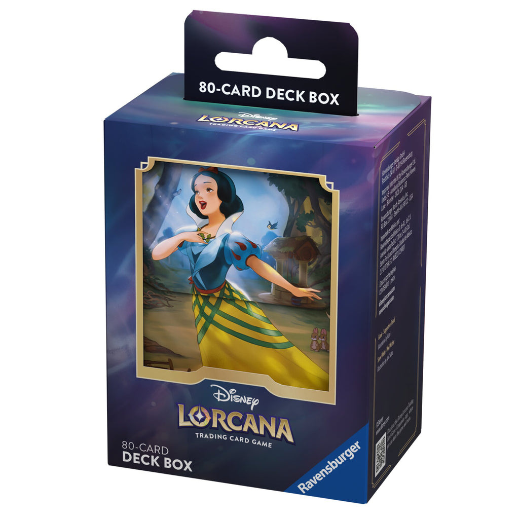 Die Deck Box von Disney Lorcana im 'Snow White (Schneewittchen)' Design in der Produktverpackung