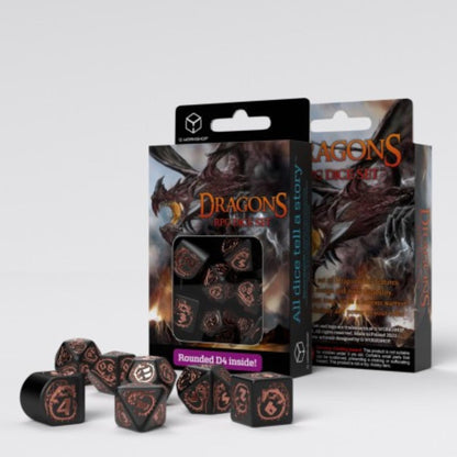 Q Workshop Dragons Modern RPG Dice Set – 7-teiliges Würfelset