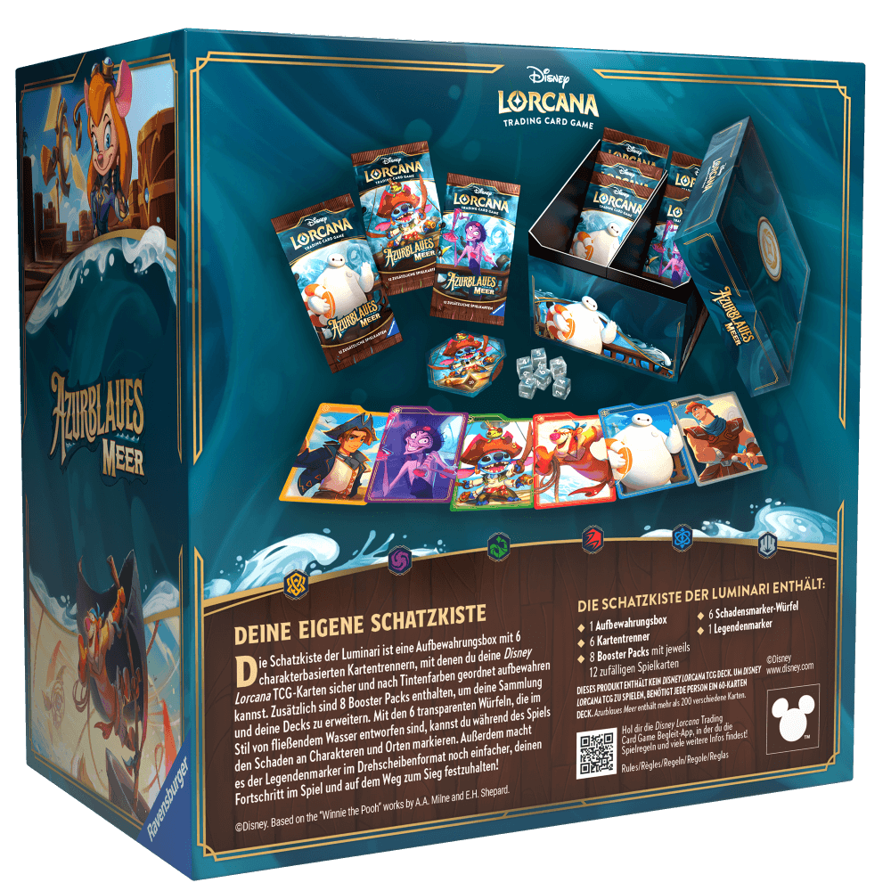 Aufbewahrungsbox mit 8 Boostern - Die Disney Lorcana TCG Schatzkiste der Luminari Azurblaues Meer