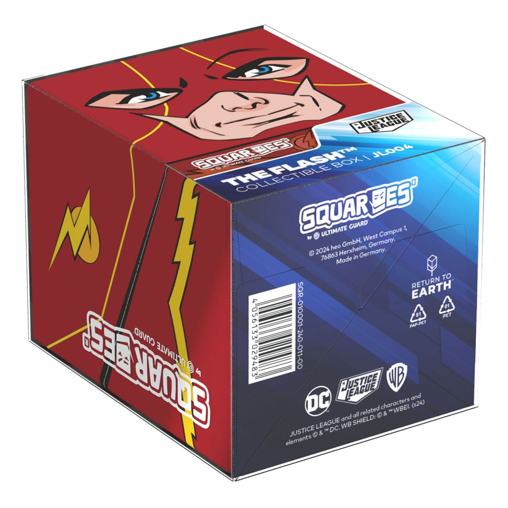 Die Unterseite der The Flash™ Deck Box der Squaroe DC Justice League™ in der Produktverpackung