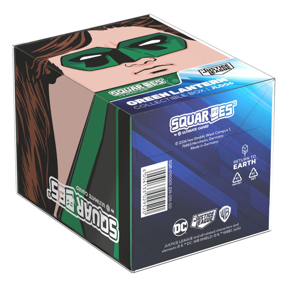 Die Unterseite der Green Lantern™ Deck Box der Squaroe DC Justice League™ in der Produkverpackung