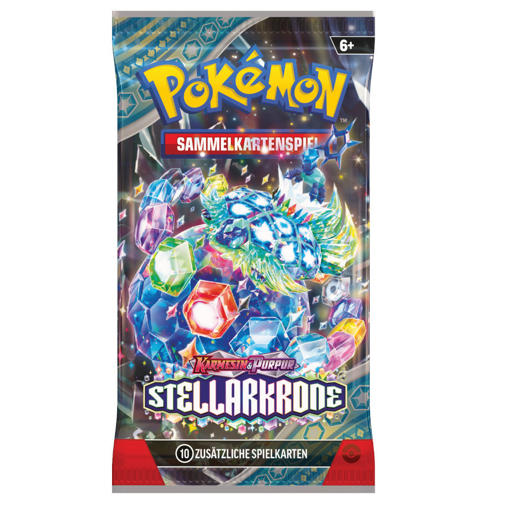 Das Booster der Pokemon Erweiterung Karmesin & Purpur - Stellarkrone mit dem Artwork von Terapagos