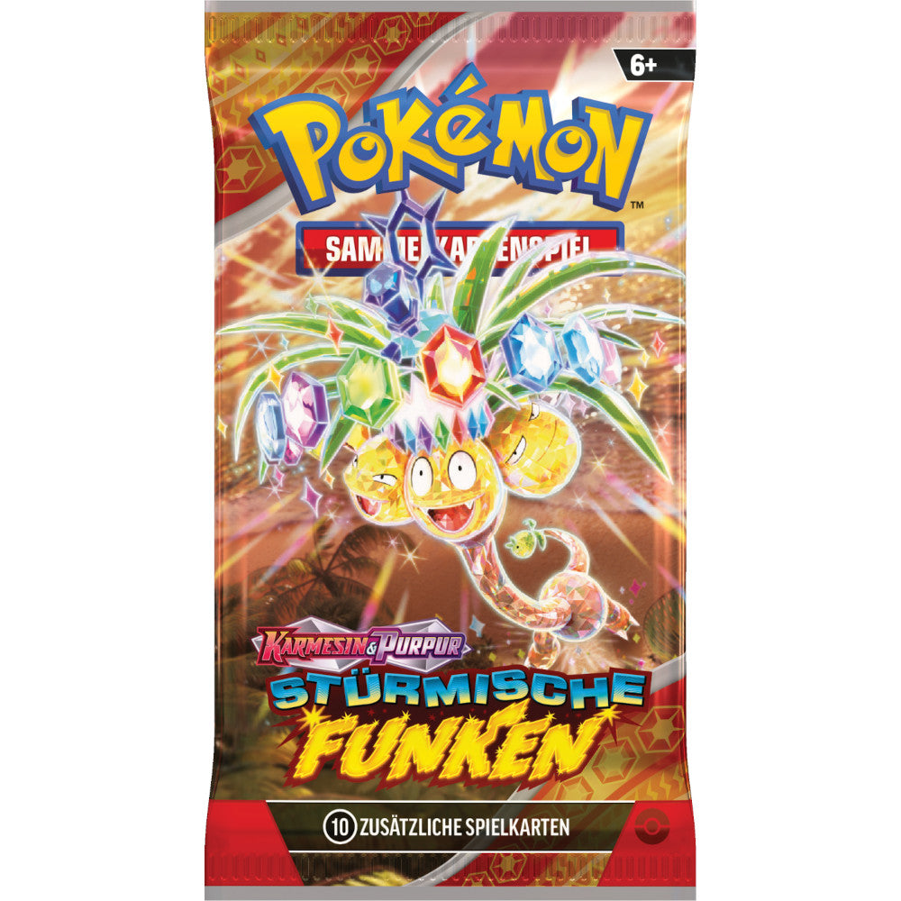 Booster Packung  der Pokémon TCG Erweiterung Stürmische Funken mit dem Artwork von Alola-Kokowei