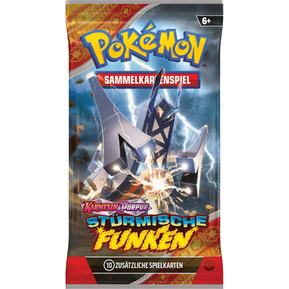 Booster Packung  der Pokémon TCG Erweiterung Stürmische Funken mit dem Artwork von Briduradon