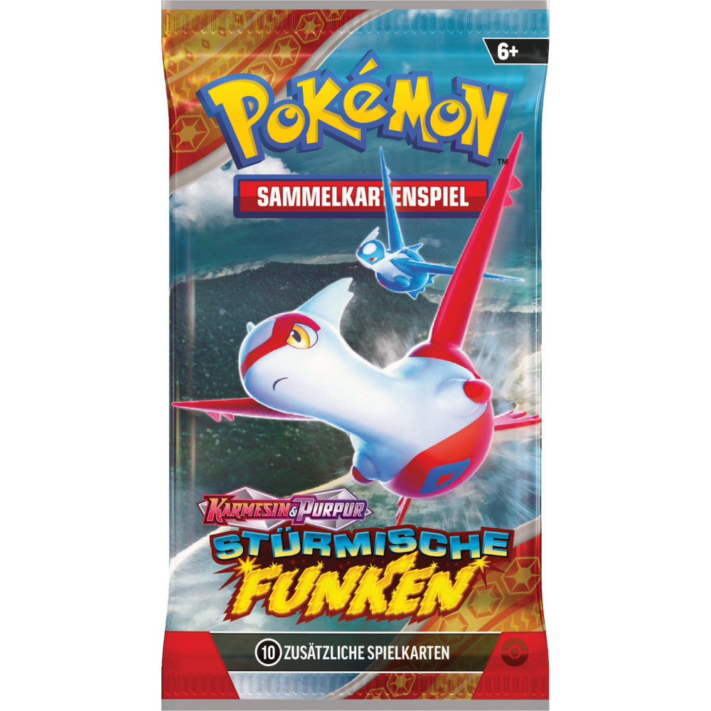 Booster Packung  der Pokémon TCG Erweiterung Stürmische Funken mit dem Artwork von Latias & Latios