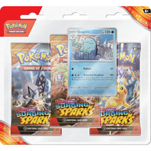 Der 3-Pack Blister der Pokemon TCG Erweiterung Stürmische Funken mit der Promo Karte Morlord