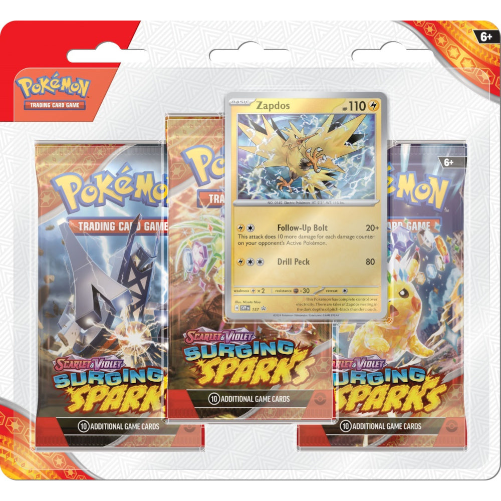 Pokemon TCG Karmesin Purpur Surging Sparks - 3-Pack Blister  