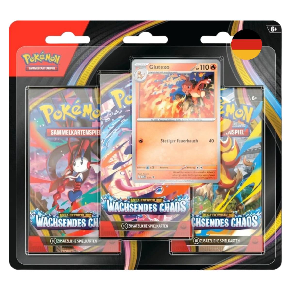 Pokémon TCG: ME04 Wachsendes Chaos – 3-Pack-Blister (Deutsch)
