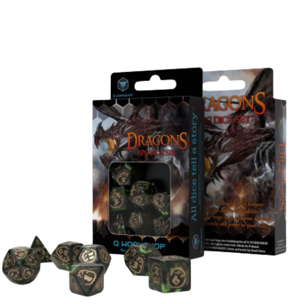 Q Workshop Dragons Modern RPG Dice Set – 7pc Polyhedral Dice Set