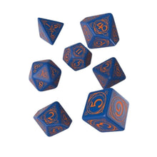Q-Workshop – Wizard: Dark-Blue & Orange 7-Piece Polyhedral RPG Dice Set