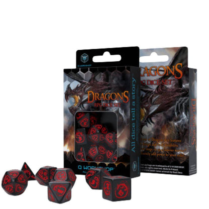 Q Workshop Dragons Modern RPG Dice Set – 7pc Polyhedral Dice Set