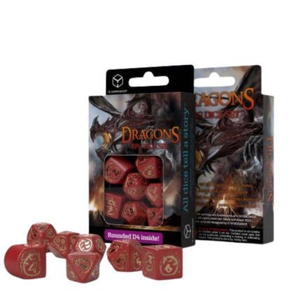 Q Workshop Dragons Modern RPG Dice Set – 7pc Polyhedral Dice Set