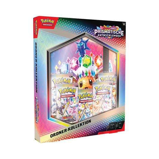 Pokemon TCG - Prismatische Entwicklungen Ordner Kollektion enthält 5 Boosterpacks und einer Evoli Pokemon Sammelmappe