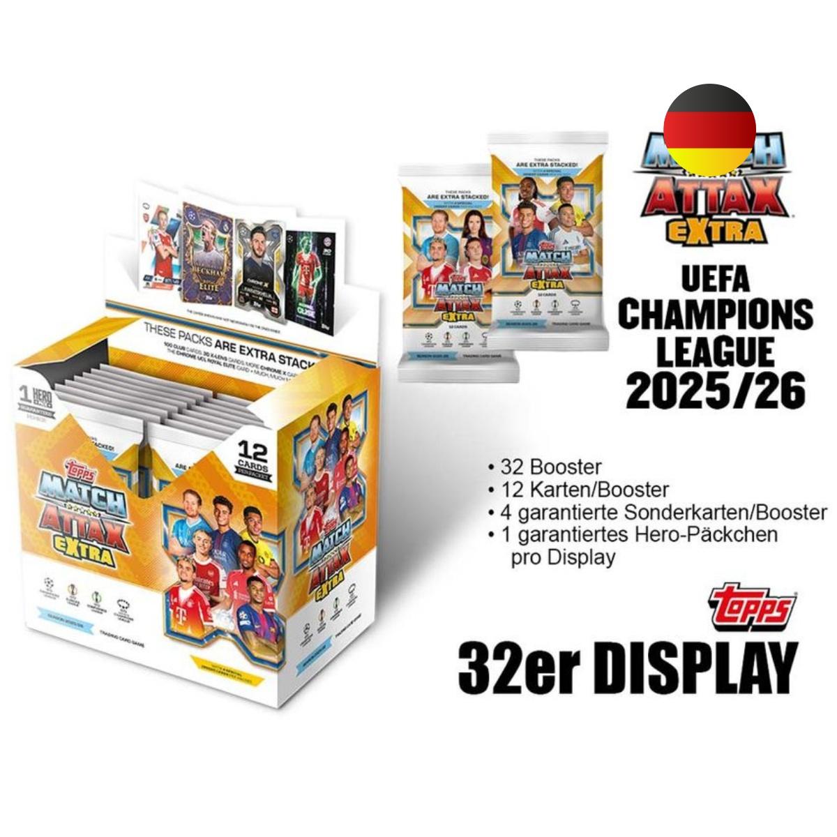 Topps Match Attax Extra 2025/26 UEFA Champions League – 32er Booster Display (Deutsche Ausgabe)