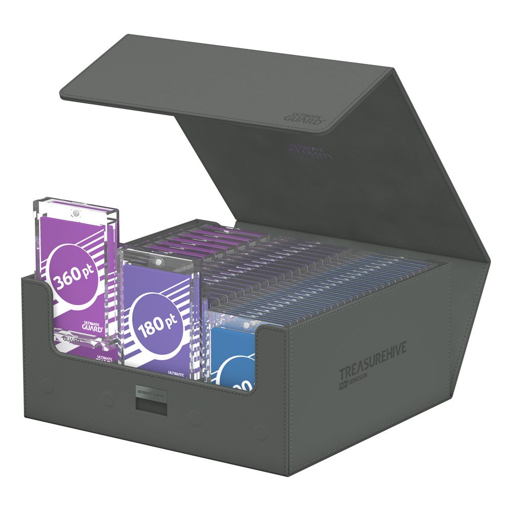 Das Treasurehive 90+ von Ultimate Guard demonstriert das Einlagern von Magnetic Card Cases in den Größen 90pt, 180pt und 360pt