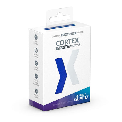 Die Produktverpackung der Standard Size Cortex Sleeves von Ultimate Guard in der Farbe Blau