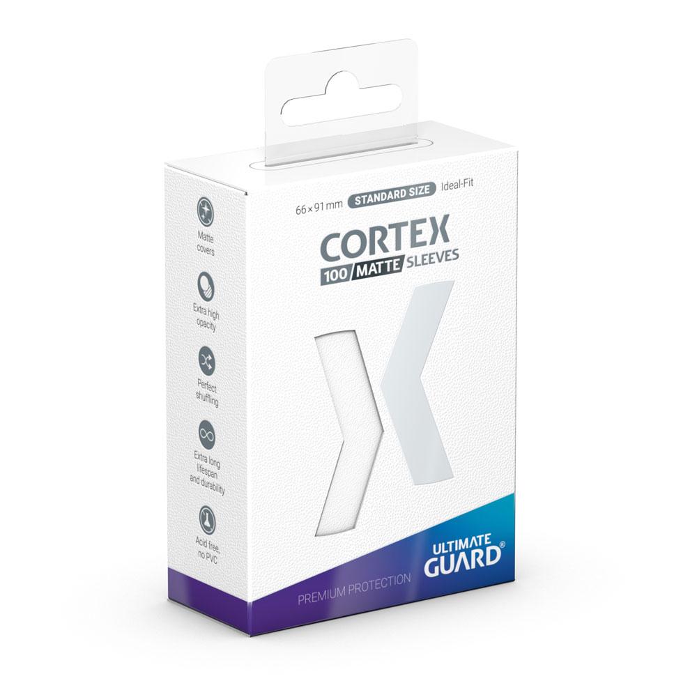 Die Produktverpackung der Standard Size Cortex Sleeves von Ultimate Guard in der Farbe Weiß