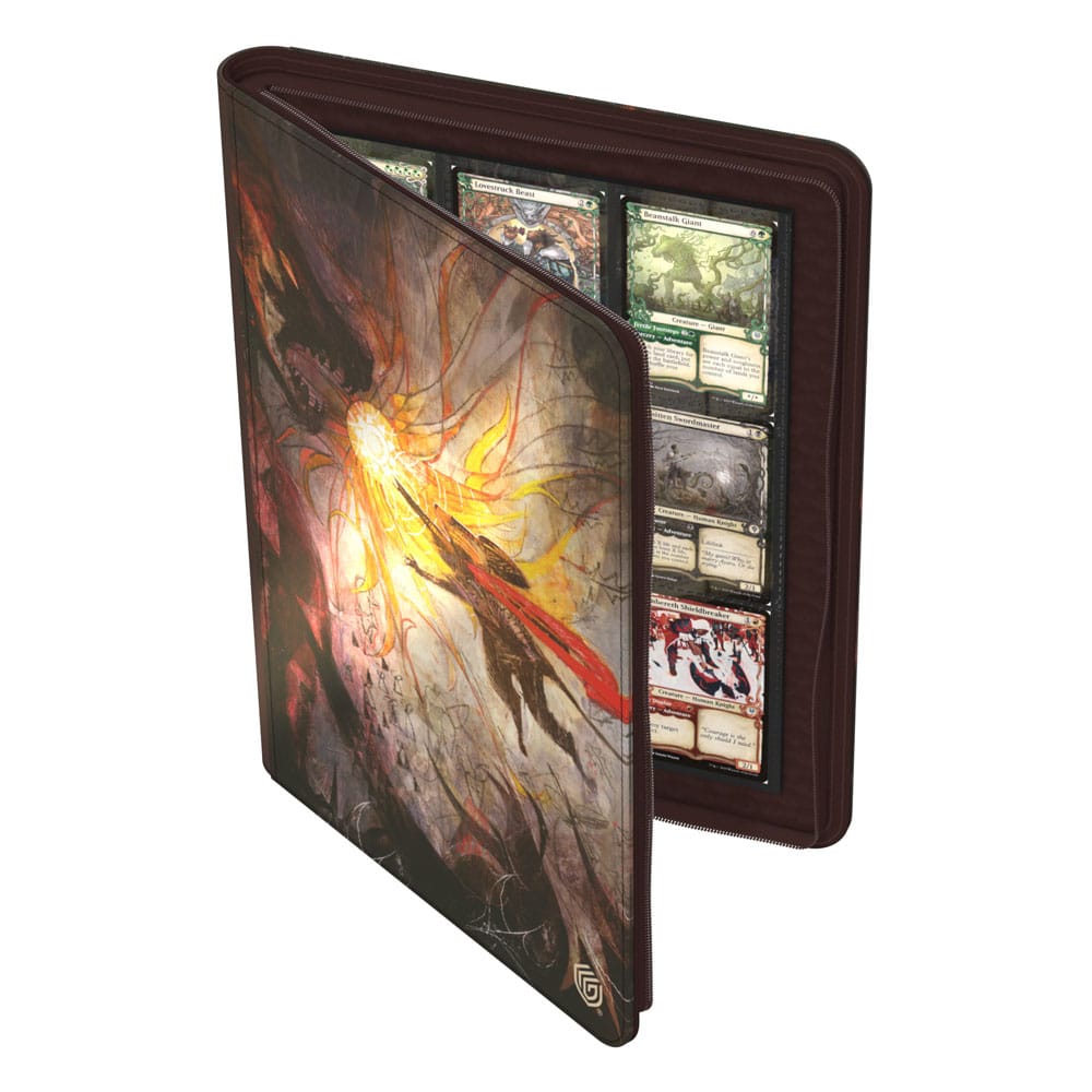 Das Zipfolio 360 von Ultimate Guard im MTG Bloomburrow Design "Season of Bold" präsentiert stehend Sammelkarten