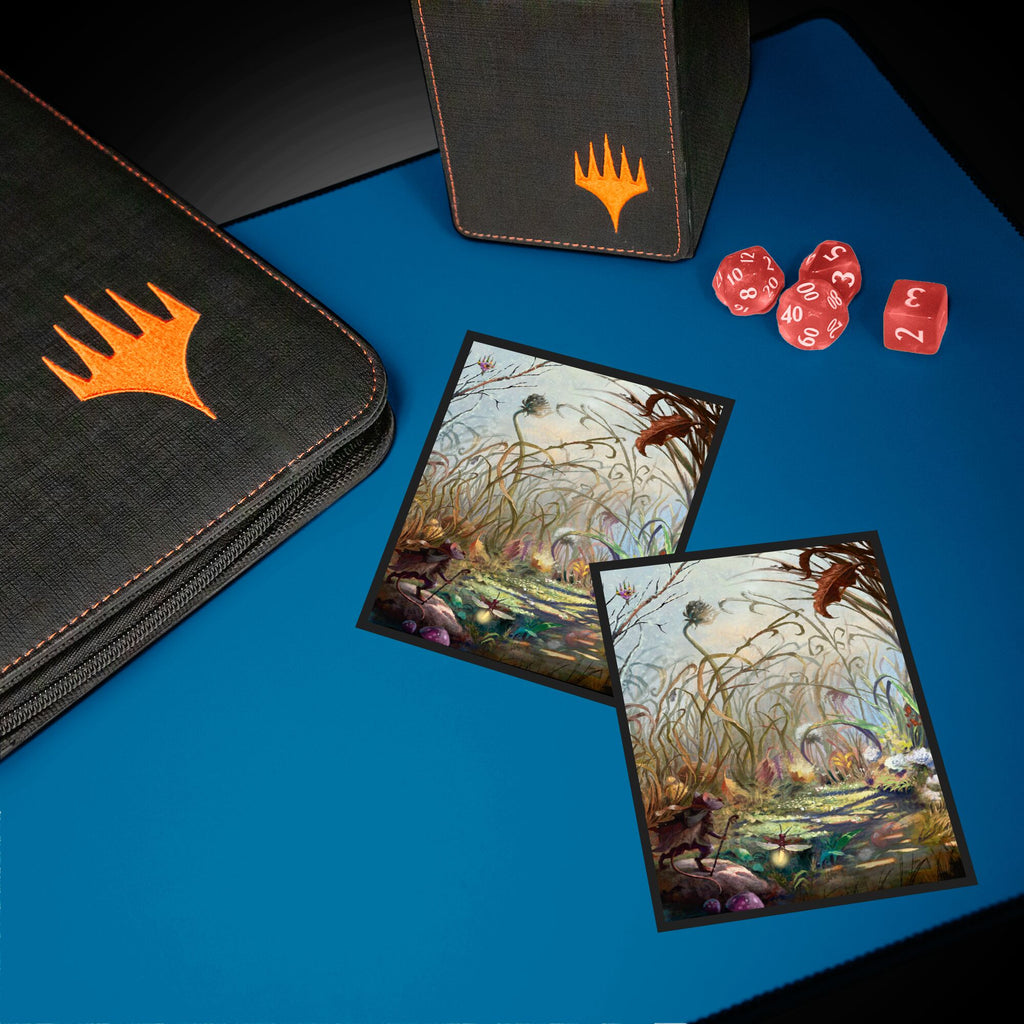 Die Deck Protector Sleeves von Ultra Pro im Bloomburrow Season Lands Design Plains demonstriert