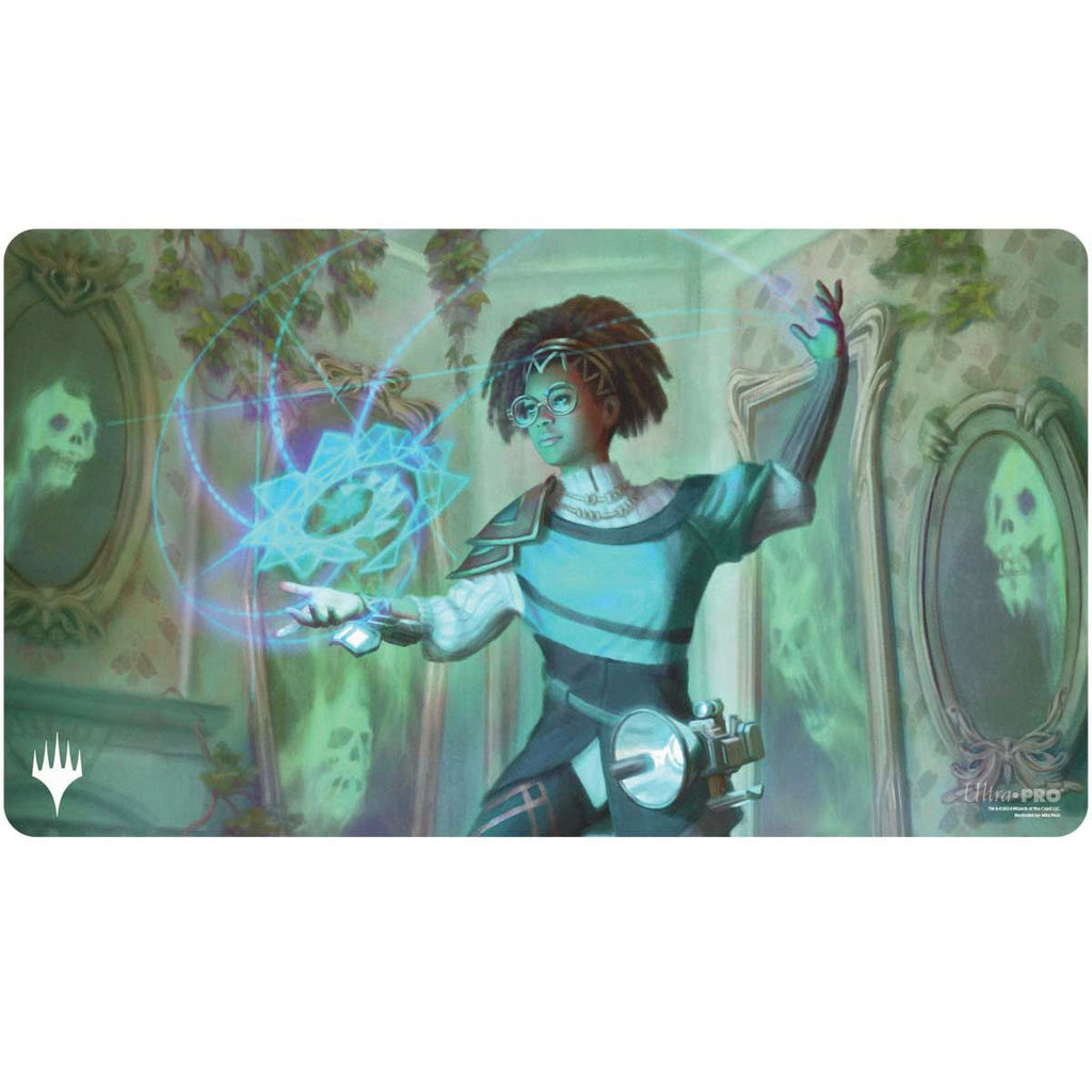 Ultra Pro Playmat mit dem Commander Artwork von Zimone der MTG Erweiterung Duskmourn - Haus des Schreckens