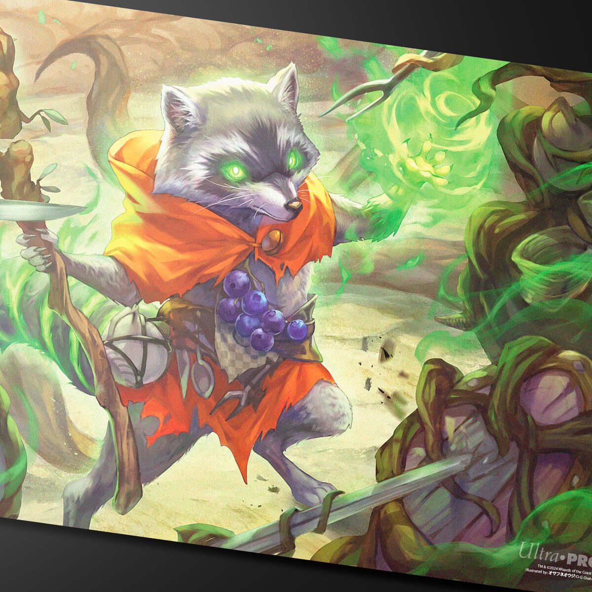 Das Artwork der Play-Mat von Ultra Pro im MTG Bloomburrow Desing "Bello, Bard of the Brambles"