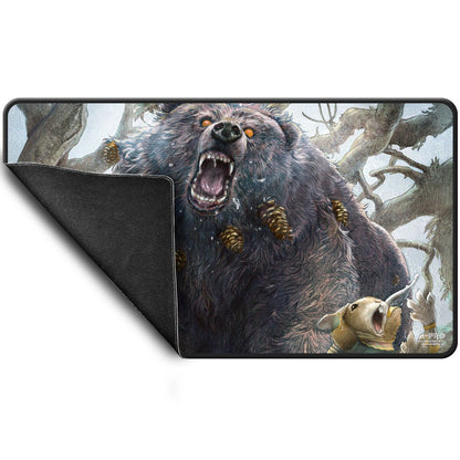 Die Black Stitched Playmat von Ultra Pro im MTG Bloomburrow Design "Lumra, below of the Woods" mit der rutschfesten Unterseite