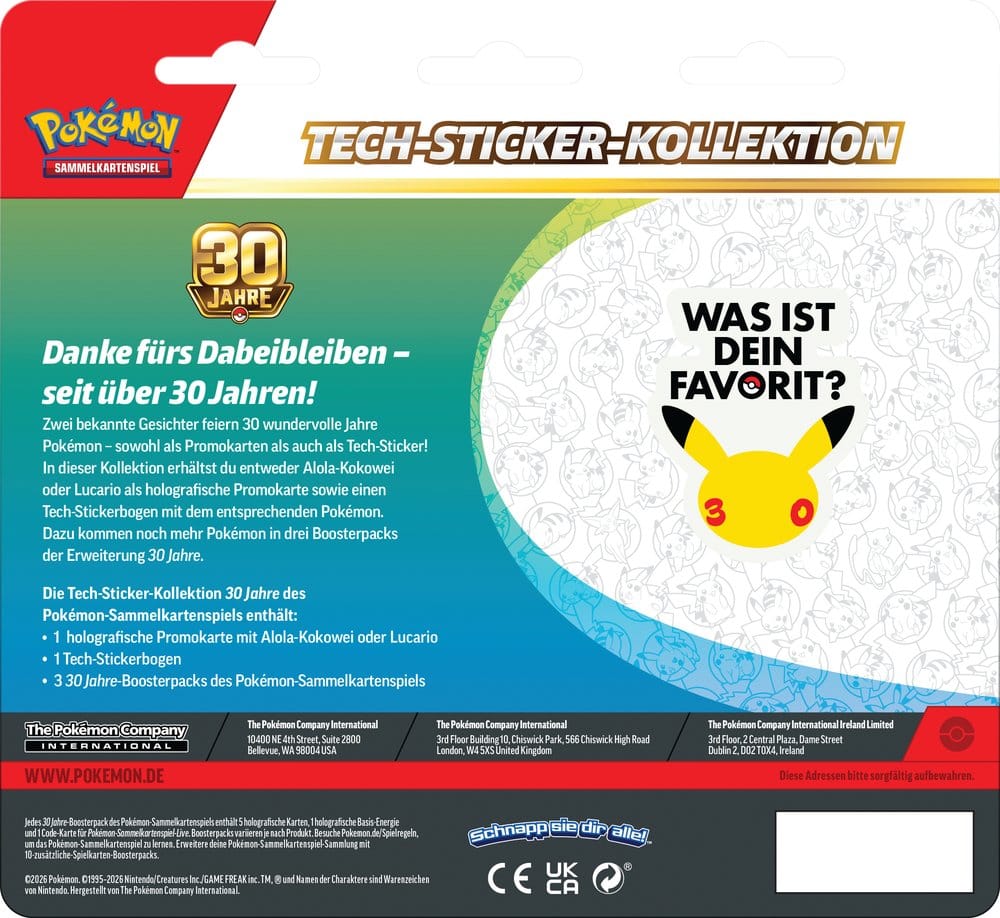 Pokémon TCG: 30th Celebration Tech Sticker Collection (German)
