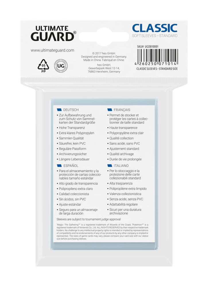 Ultimate Guard Classic Soft Sleeves Standard Size (100 Hüllen)