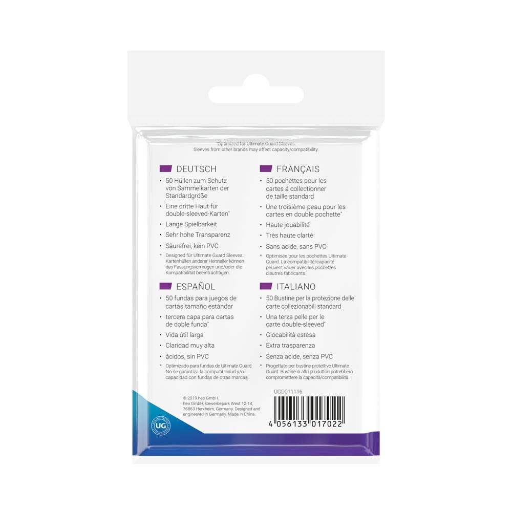 Ultimate Guard Supreme UX 3rd Skin Sleeves (50) – Standardgröße Outer Hüllen